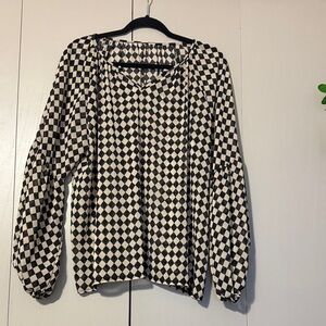 Sheer Checkered Black and White Women's Top